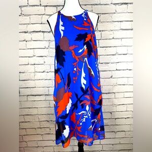 Rachel Roy Boho Geometric Blue Floral Halter High Low Dress size Medium